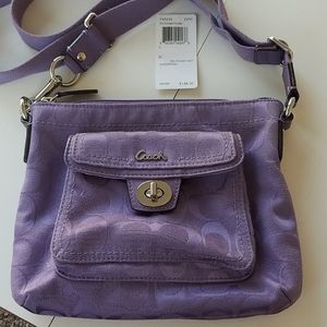Purple Coach Signature Pocket Crossbody Purse